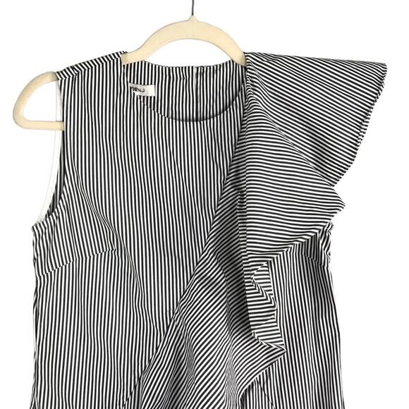 GOEN.J Ruffle Stripe Dress Sz 4 Black/White Versatile Office Business Resort Y2K - Picture 6 of 12